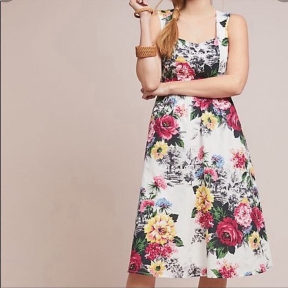 Anthropologie Amelia Floral Sweetheart Neckline Dress - Picture 3 of 9